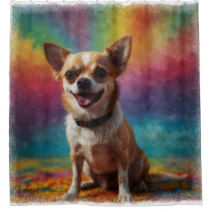 Adorable Smiling Chihuahua Artistic Portrait Shower Curtain