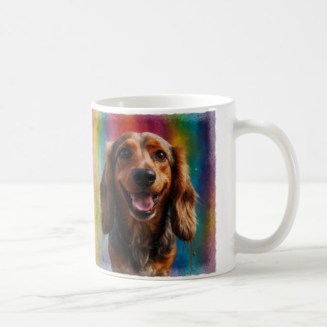 Adorable Smiling Dachshund Artistic Portrait Coffee Mug (Right)