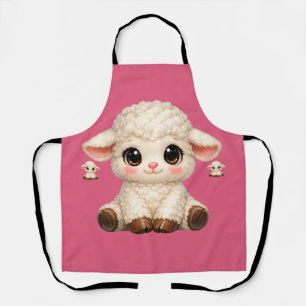 Adorable Smiling Lamb Cartoon Design Banner Apron