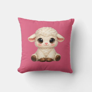 Adorable Smiling Lamb Cartoon Design Banner Cushion
