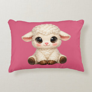 Adorable Smiling Lamb Cartoon Design Banner Decorative Cushion