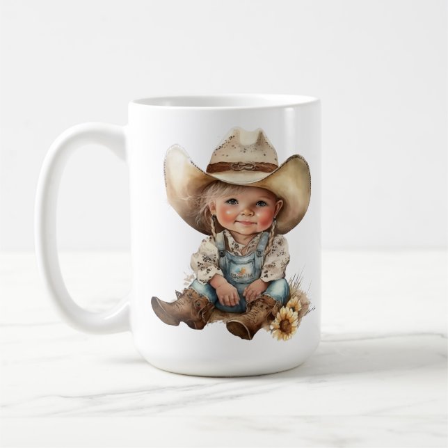 ADORABLE SMILING LITTLE COWGIRL COFFEE MUG (Left)