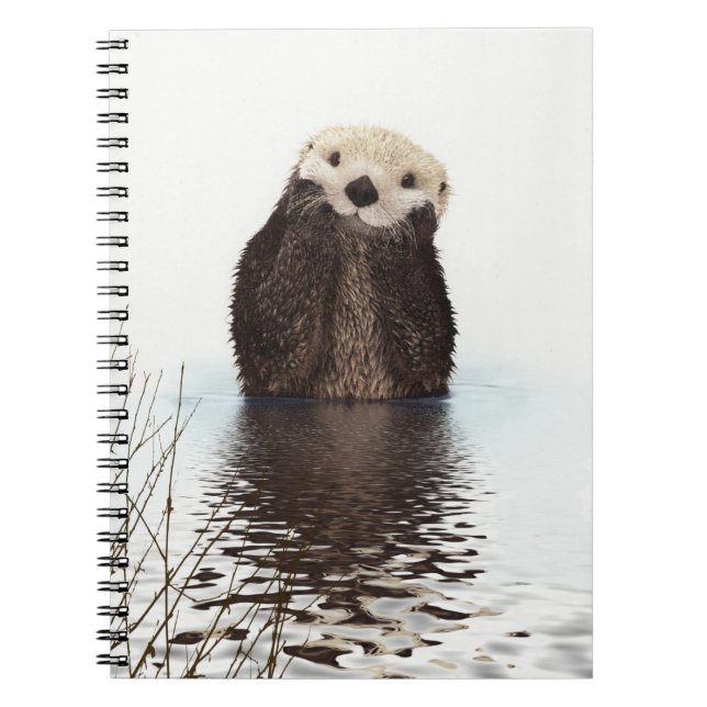 Adorable Smiling Otter in Lake Notebook (Front)