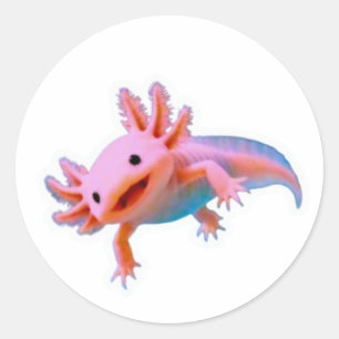 Adorable Smiling Pink Axolotl Sticker - Kawaii Wat