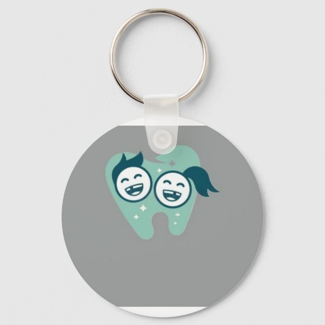 Adorable Smiling Teeth Duo Aluminum Keychain (Front)