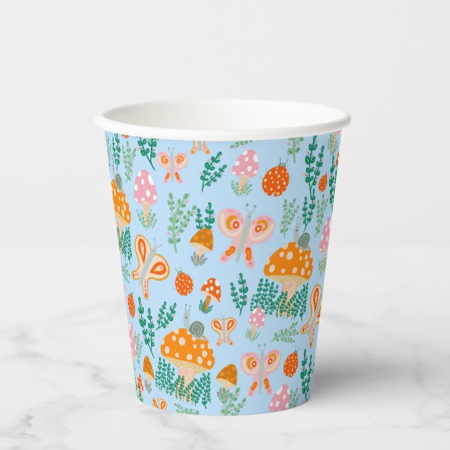 Adorable Snail Mushroom Butterfly Cute BABY SHOWER Paper Cups (Front)