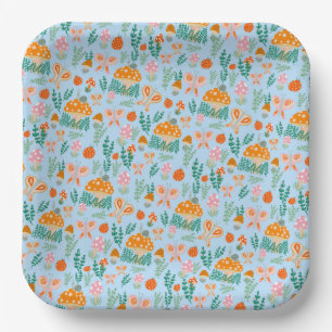 Adorable Snail Mushroom Butterfly Cute BABY SHOWER Paper Plate
