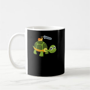 Adorable Snail Riding Turtle Yelling Whee Cute Coffee Mug