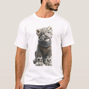 Adorable Snow Leopard Cub Wearing Knitted Sweater