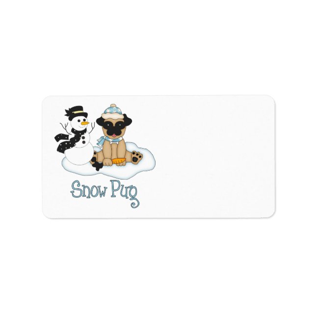 Adorable Snow Pug - Pug and Snwoman Label (Front)