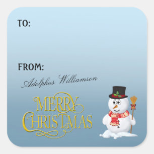 Adorable Snowman2 Christmas Gift Label