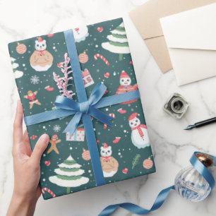 Adorable Snowman Christmas Pattern Wrapping Paper