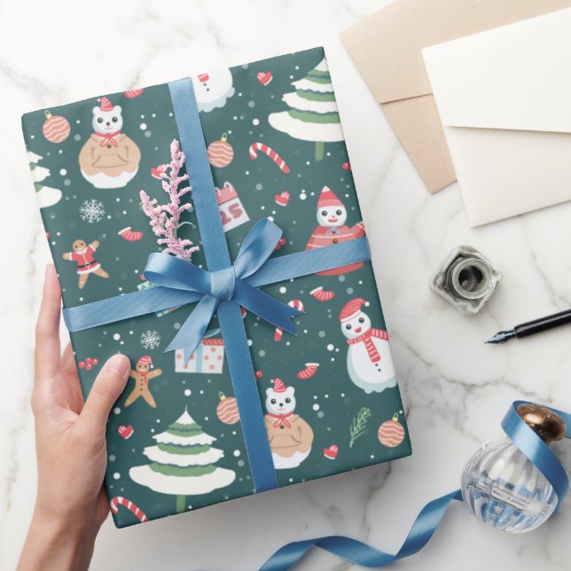 Adorable Snowman Christmas Pattern Wrapping Paper (Gifting)