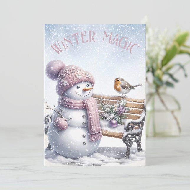 Adorable Snowman Winter Christmas Holiday Card (Standing Front)