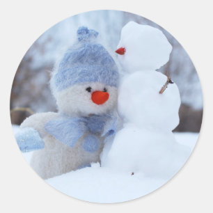Adorable Snowman with Blue Scarf Christmas Sticker