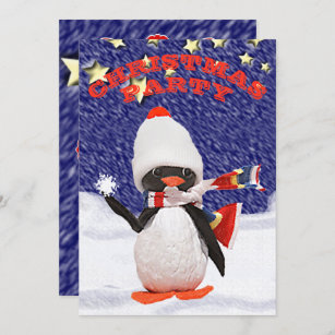Adorable Snowy Christmas Penguin Paradise Invitation
