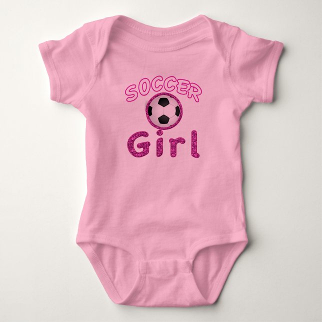 Adorable Soccer Girl Baby Body Suit Bodysuit (Front)