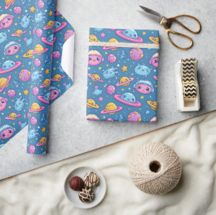 Adorable Space Adventures Kids Wrapping Paper