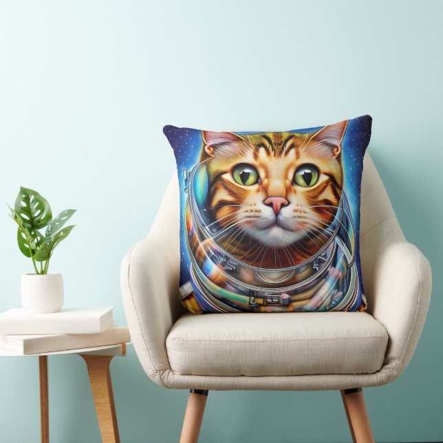 Adorable Space Cat Abstract Artwork Cushion (Chair)