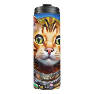 Adorable Space Cat Abstract Artwork Thermal Tumbler