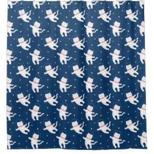 Adorable Space Cats Pattern Shower Curtain