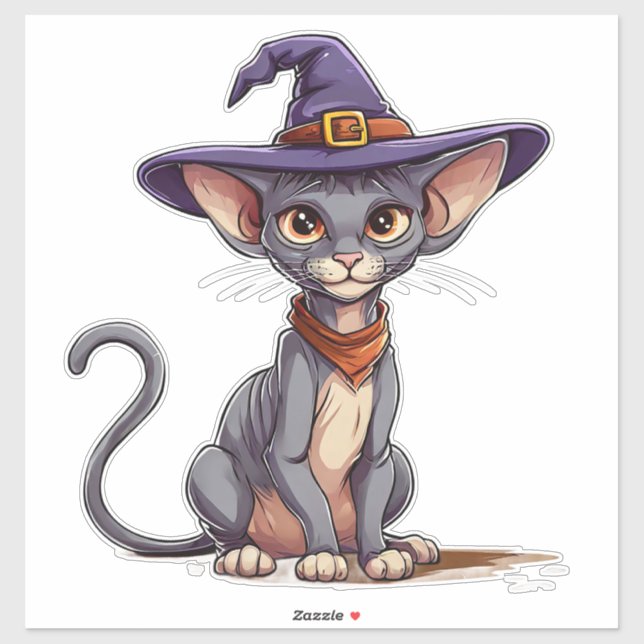 Adorable Sphynx Cat in Witch Hat (Sheet)