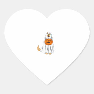 Adorable Spooky Golden Retriever Ghost Classic T-S Heart Sticker