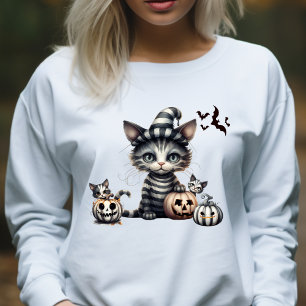Adorable Spooky Halloween Ghoul Pumpkin Kitten T-Shirt