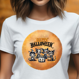 Adorable Spooky Striped Halloween Kittens  T-Shirt