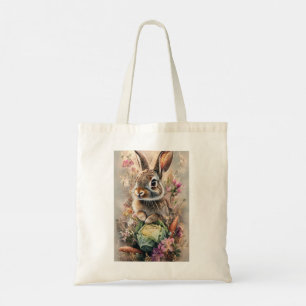 Adorable Spring Garden Rabbit Design Tote Bag