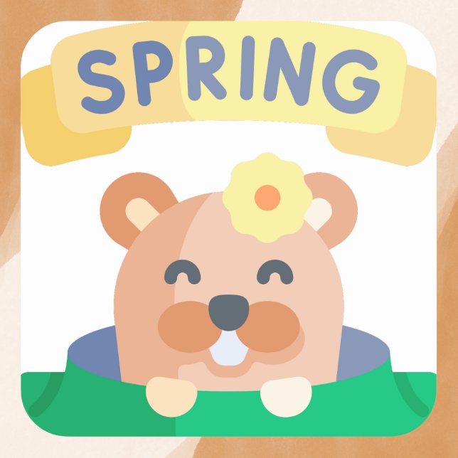 Adorable Spring Groundhog Square Sticker (Creator Uploaded)