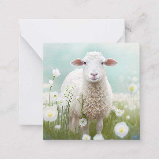 Adorable Spring Sheep (Blank on back) Card (Front)