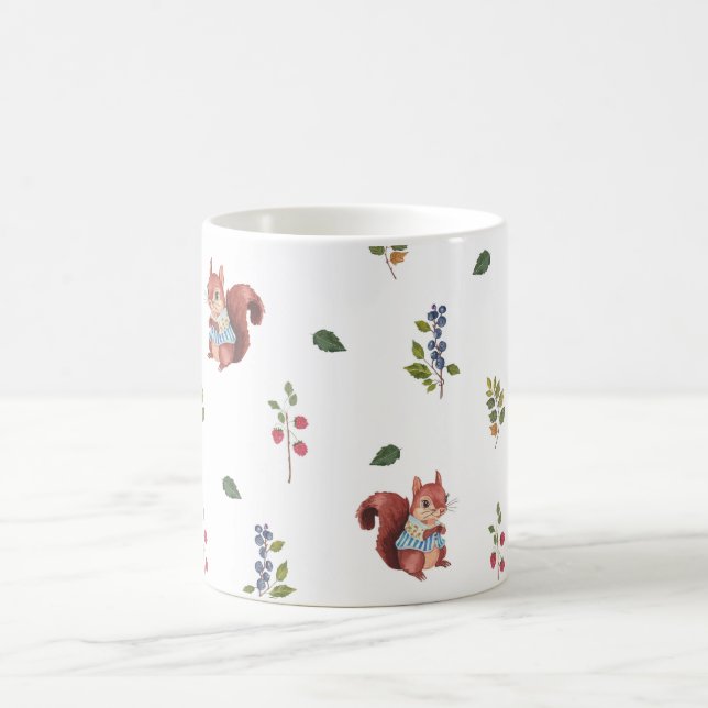 Adorable squirrel and Forest Berries Pattern Coffee Mug (Center)