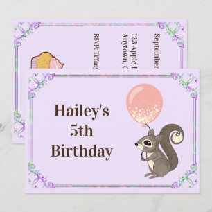 Adorable Squirrel Birthday Invite