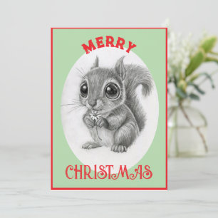 Adorable Squirrel - Merry Christmas Holiday Card