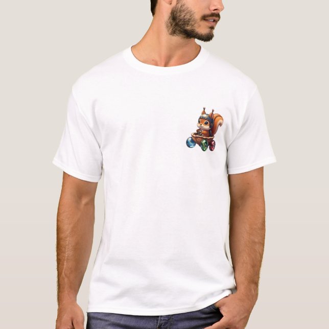 Adorable Squirrel Racer in Walnut Shell Car T-Shirt (Front)
