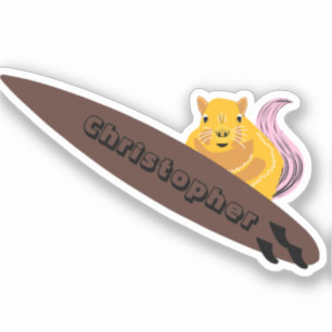 Adorable squirrel surf vinyl decal