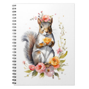 Adorable Squirrel with Spring Flowers Notebook