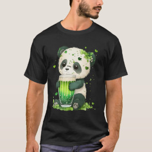 Adorable St Patrick'S Day Panda With Green Drink T-Shirt