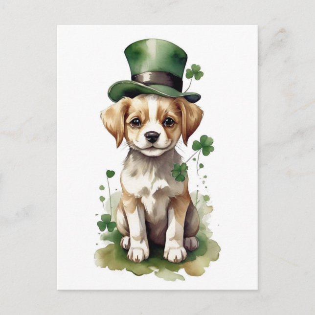 Adorable St. Patrick's Day Puppy Postcard (Front)