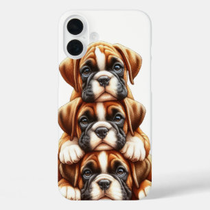 ADORABLE STACK OF BOXER PUPPY DOGS iPhone 16 PLUS CASE