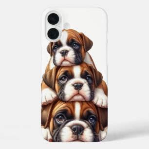 ADORABLE STACK OF BOXER PUPPY DOGS iPhone 16 PLUS CASE