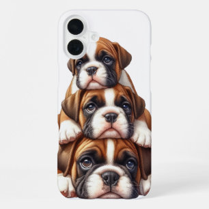 ADORABLE STACK OF BOXER PUPPY DOGS iPhone 16 PLUS CASE
