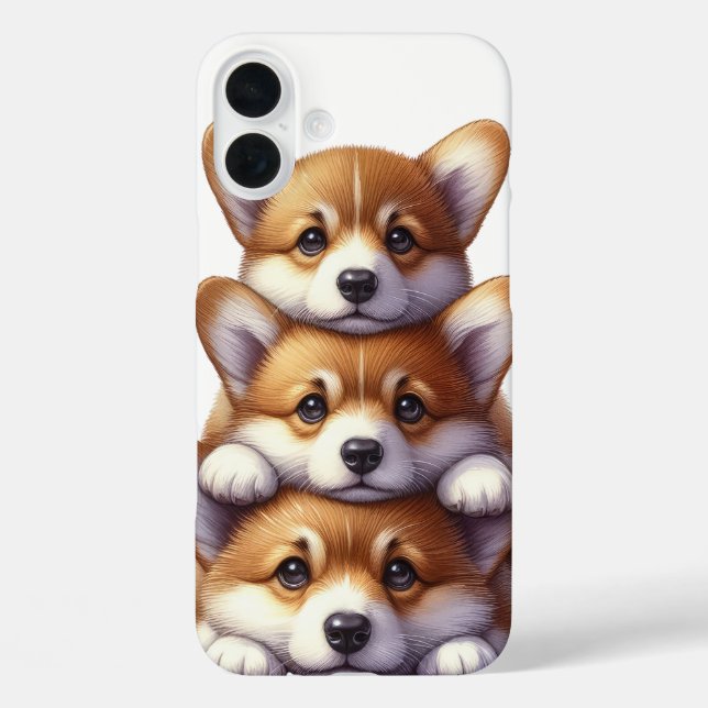 ADORABLE STACK OF CORGI PUPPY DOGS Case-Mate iPhone CASE (Back)