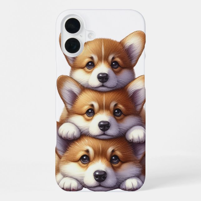 ADORABLE STACK OF CORGI PUPPY DOGS iPhone CASE (Back)