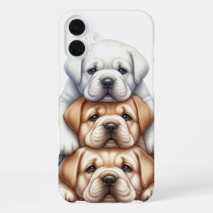 ADORABLE STACK OF LABRADOR RETRIEVER PUPPY DOGS iPhone 16 PLUS CASE