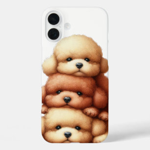 ADORABLE STACK OF POODLE PUPPY DOGS iPhone 16 PLUS CASE