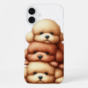 ADORABLE STACK OF POODLE PUPPY DOGS iPhone 16 PLUS CASE