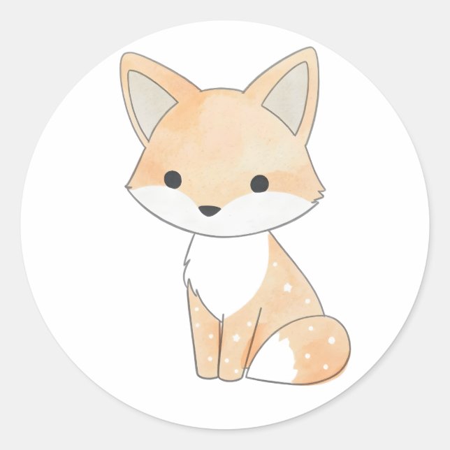 Adorable Star Fox Watercolor Print Sticker (Front)