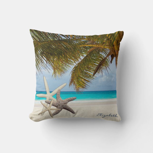Adorable Starfish ,Beach,Palm-Personalised Cushion (Front)